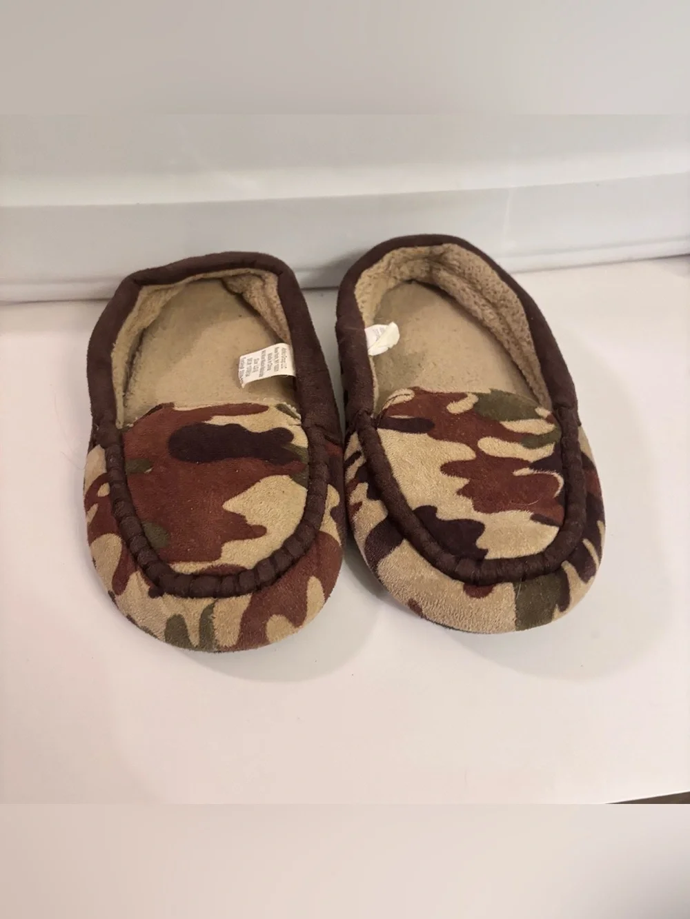Kids Camouflage Moccasin Slippers - Brown/Green/Tan